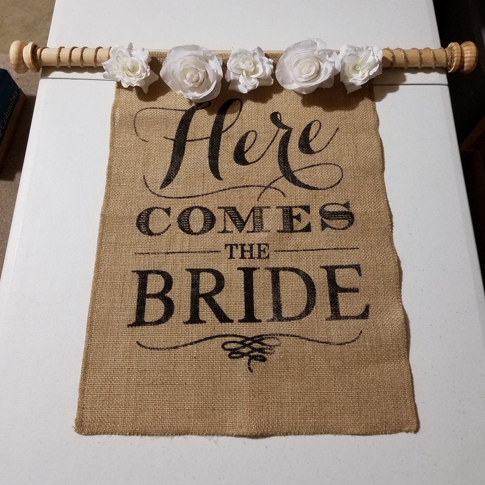 Burlap & Flowers Wedding Banner